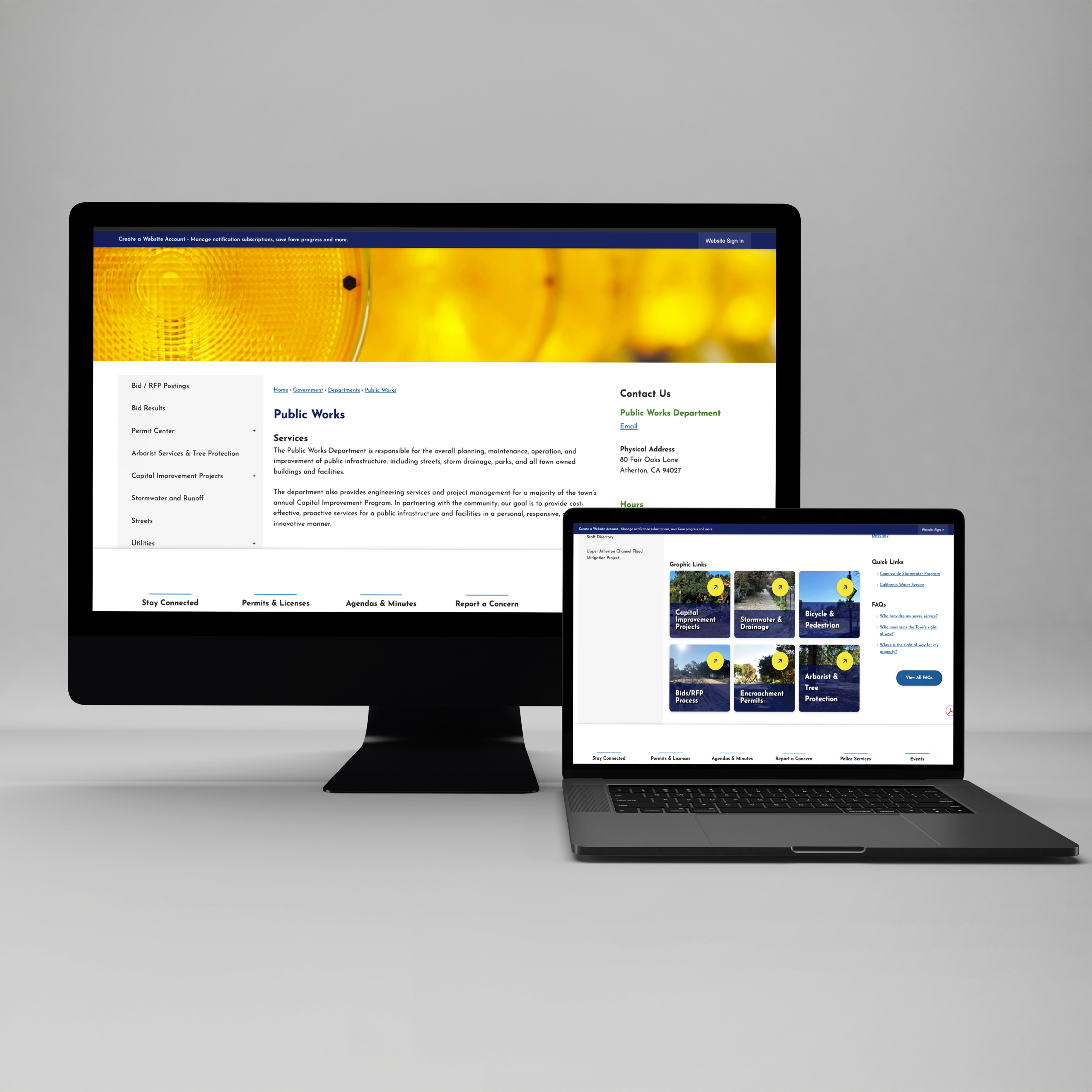 Public Works webpages for Town of Atherton